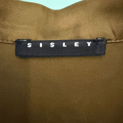 Sisley khaki sleeveless blouse satin look size S like new