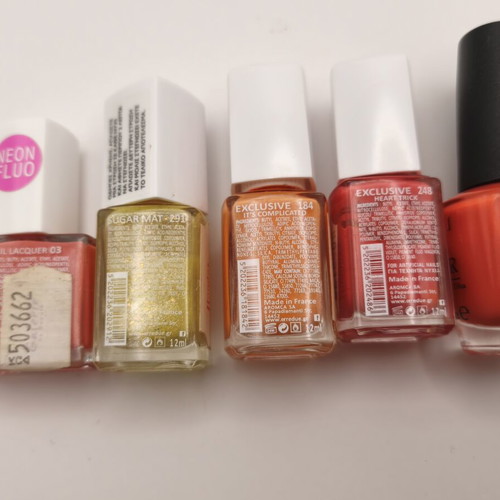 Set of 5 nail polishes OPI and Erre Due used, bright summer colors