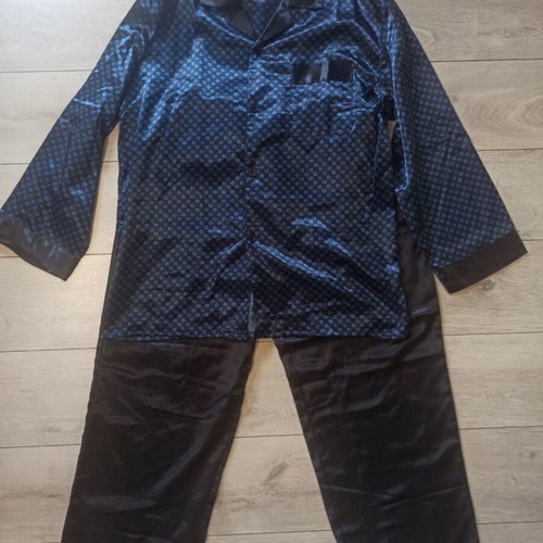 Men's satin pajamas XL new, black and blue