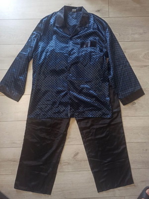 Men's satin pajamas XL new, black and blue