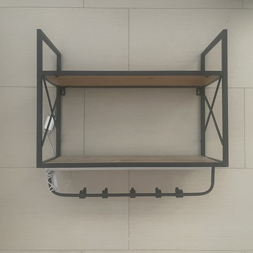 Double Kitchen Shelf used for Coffee Station with Hooks
