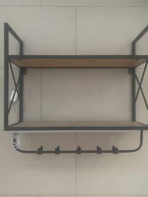 Double Kitchen Shelf used for Coffee Station with Hooks