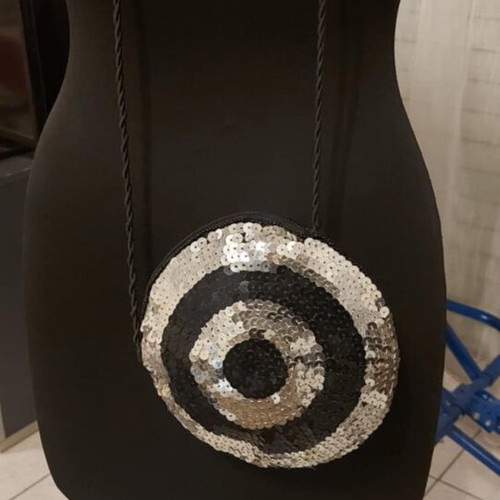 Crossbody bag "Stohos" like new, black and silver
