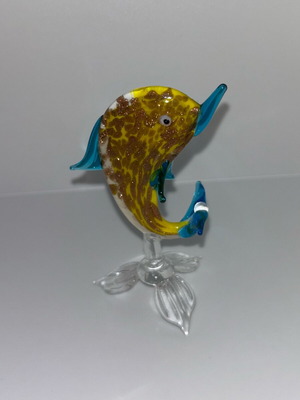 Dolphin decorative glass Murano new with gold details