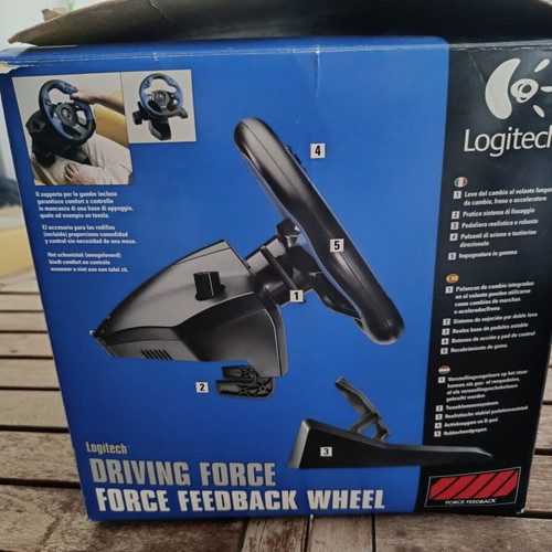Logitech Driving Force Feedback Wheel for PlayStation 2 with Pedals and Original Box
