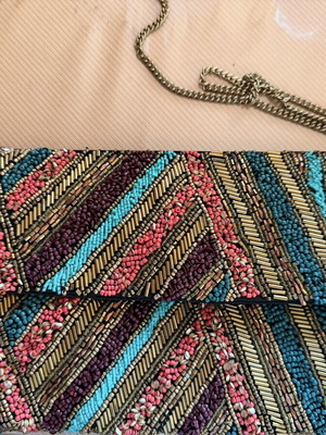 Sfera crossbody bag with beads, multicolor, new