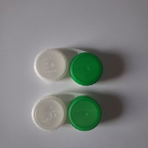 Contact lens case set of 2 new, white and green
