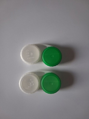 Contact lens case set of 2 new, white and green