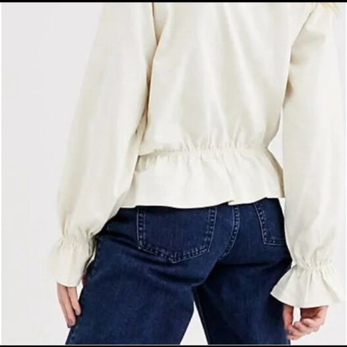Monki Long Sleeve Top with Balloon Sleeves new, XS, off white-cream