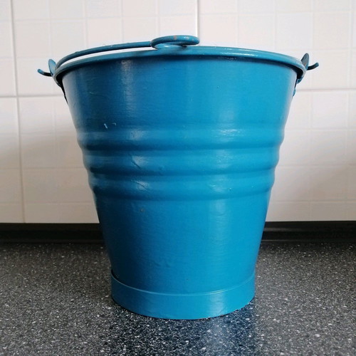 Metal bucket like new, blue island style color