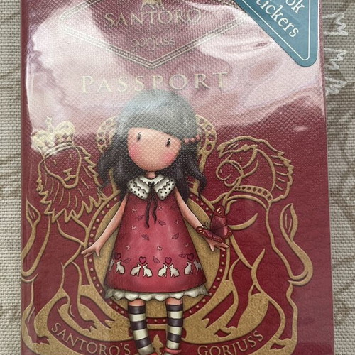 Santoro Gorjuss stationery set with notebook, stamp, erasers, bookmark