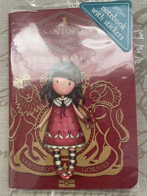 Santoro Gorjuss stationery set with notebook, stamp, erasers, bookmark