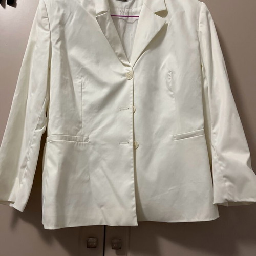 Vintage blazer used, satin, size M, off white-beige