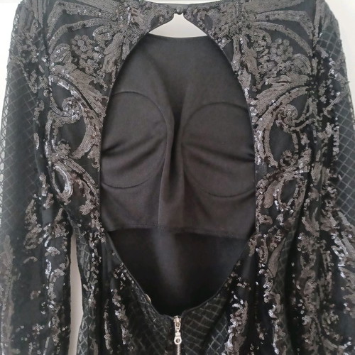 Sequin dress medium used, black, open back