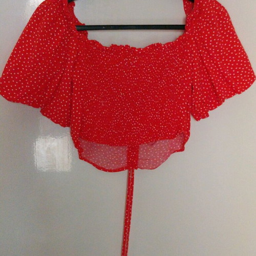 ZARA set skirt XS and crop top S polka dot like new, red and white