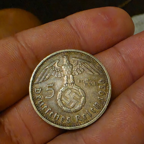 Silver 5 Mark Coin Germany Wechrmacht used