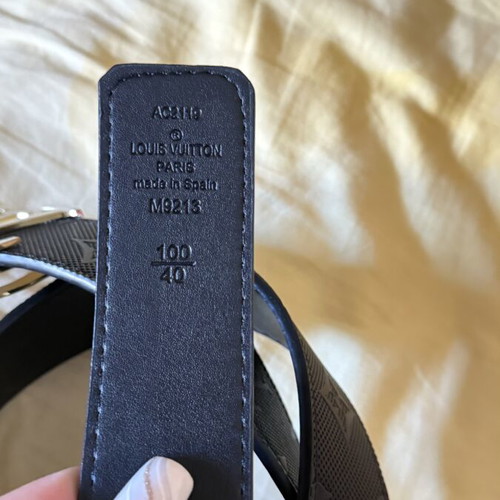 Leather belt new, black, with branded buckle