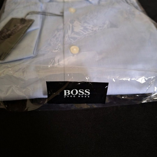 BOSS men's shirt new, slim fit, white and blue, size XL