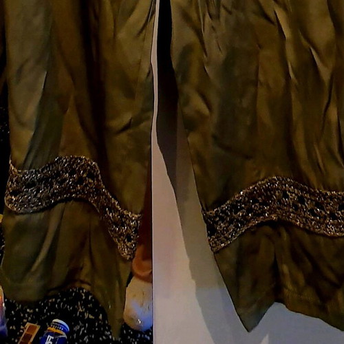 Set satin matte strap top and pants new, khaki