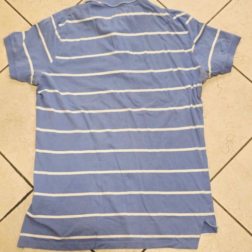Benetton striped polo shirt, blue and white, size M