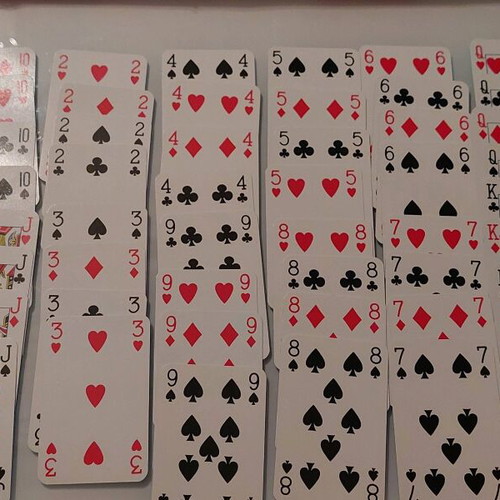 Playing cards used, pack of 4