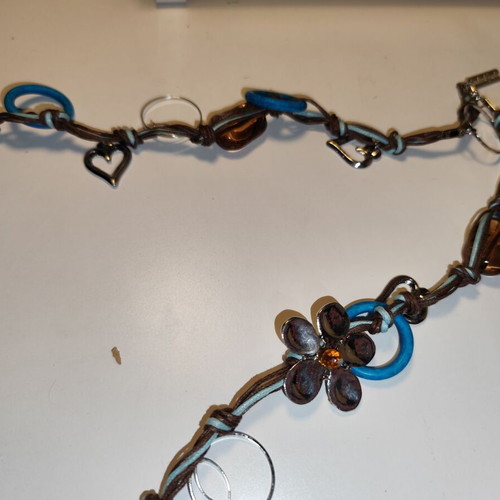 Women's necklace with cords, metal and beads like new