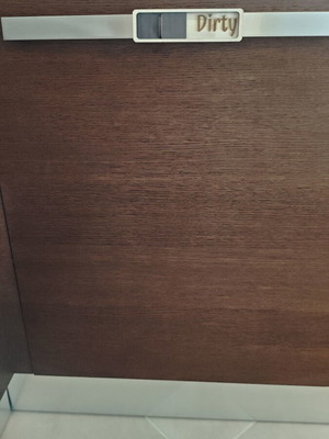 Handmade wooden dishwasher indicator "Clean / Dirty", sliding