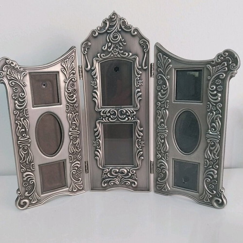 Godinger Victorian Bouquets Silver Plated 3-Panel Folding Photo Frame