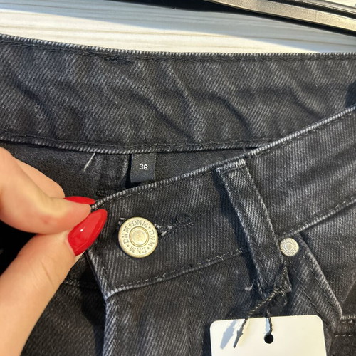Jeans with rhinestones wide leg Trendyol new, high waist, black
