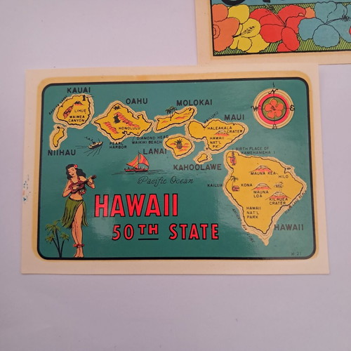 Hawaii Collectible Stickers like new, 3 rare vintage decals 50s-60s