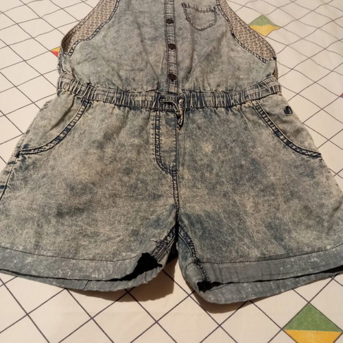 S.Oliver Vintage-Vibe Acid Wash Denim Short Overalls like new, blue