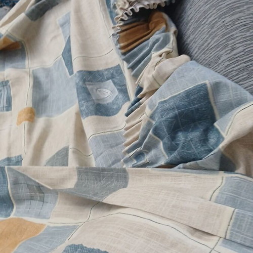 Curtain ready sewn unused with geometric patterns, thick fabric 2.60×3.60