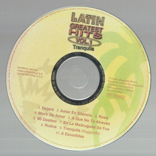 Latin Greatest Hits Tranquila CD like new