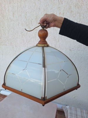 Ceiling light solid wood with sandblasting used