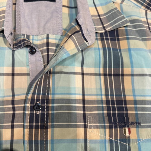 Navy & Green Dress Shirt Size L New Blue
