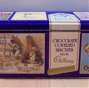 Cadbury's μπισκότα με σοκολάτα, παλιό μεταλλικό κουτί άδειο
