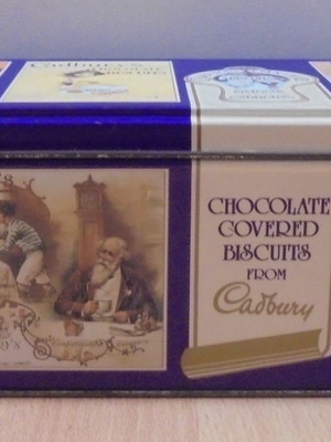 Cadbury's old metal chocolate biscuit tin used, empty