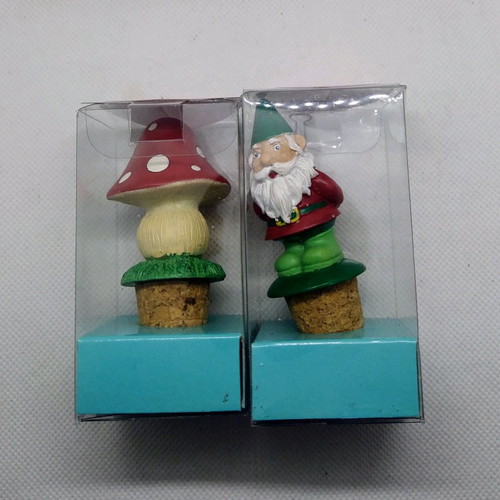 Bottle stoppers with decorative figurines, new, set of 2
