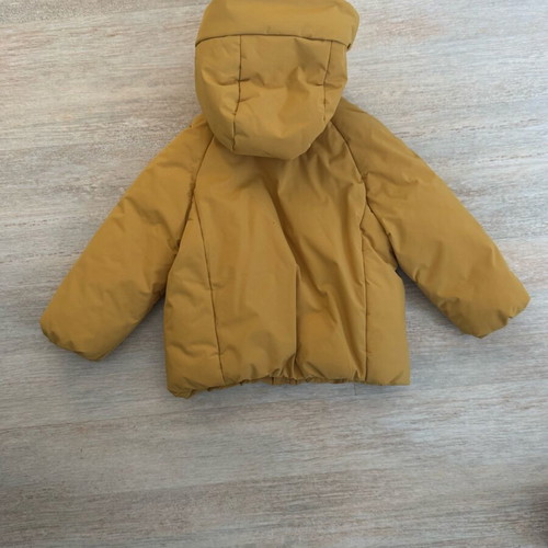 Puffer baby jacket mustard color with hood, like new, 18-24 months