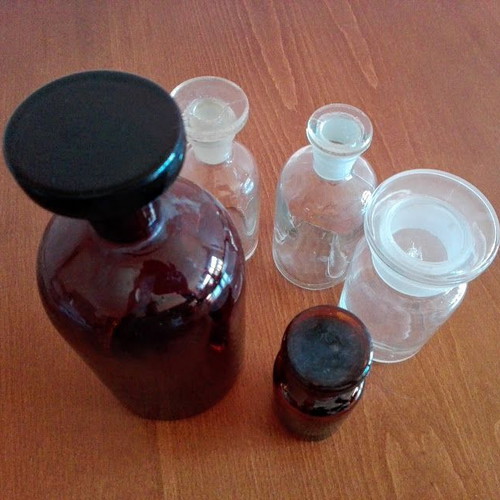Vintage apothecary bottles set of 5 amber and clear glass