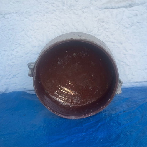 Clay pot from the 1950s used, 20 cm diameter, 8.5 cm height
