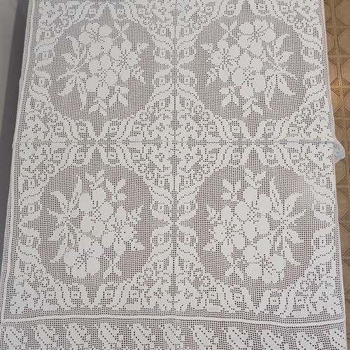 Handmade crochet tablecloth large square vintage heirloom