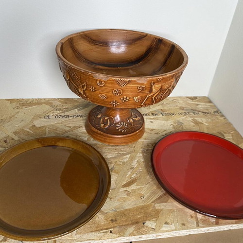 Vintage ceramic set used from Rhodes with bowl and 2 plates