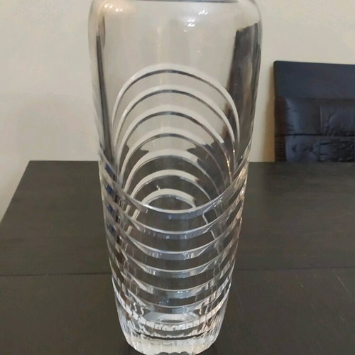 Decorative crystal vase used with small chip on rim