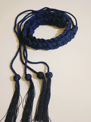 Handmade curtain tiebacks like new, dark blue, 1.30m