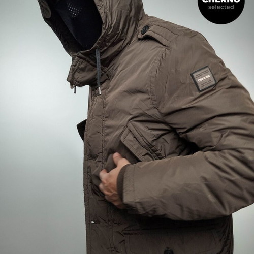 Dekker hooded goose down jacket XL like new, brown-gray