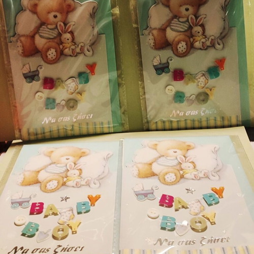 Baby boy greeting cards, pack of 2, with envelopes