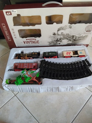 Vintage Train Toy set of 17 pieces like new with sound and lights