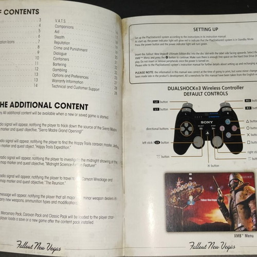 Fallout New Vegas PS3 instruction manual new, misprint edition