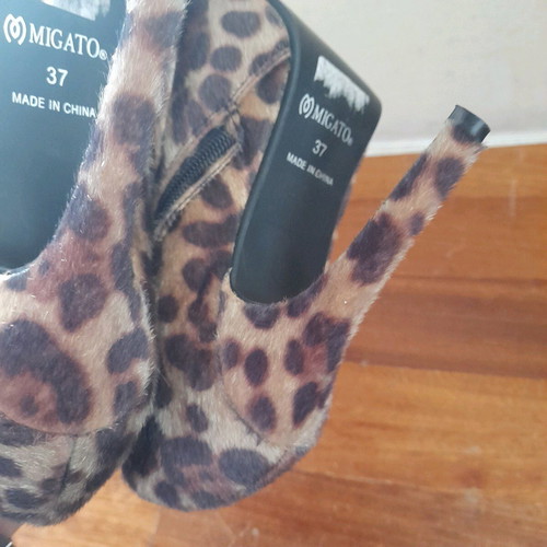 Migato women's pony skin ankle boots new, size 38, 11 cm heel